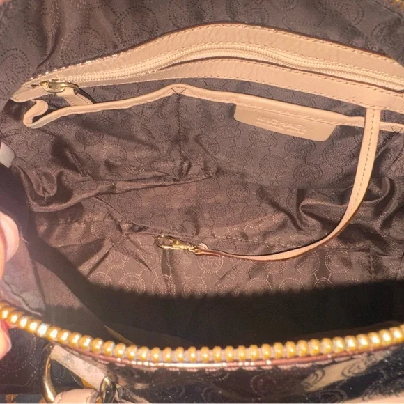 Michael Kors Shiny Brownish Maroon and Gold Handbag - Picture 10 of 10